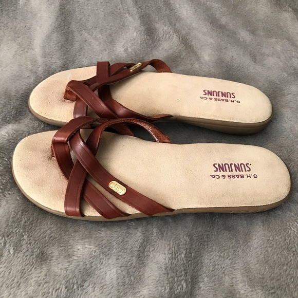 Bass | Shoes | Bass Sunjuns Sharon Brown Leather Sandals 9 | Poshmark